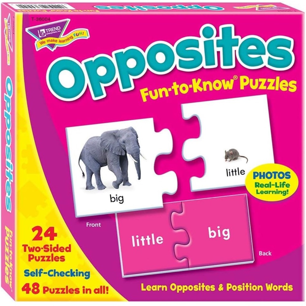 Opposites puzzle- 24 two-sided pieces (48 pieces in all)